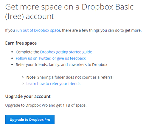 dropbox free storage limit