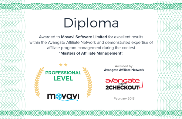 Diploma Masters of Affiliate Management - Movavi