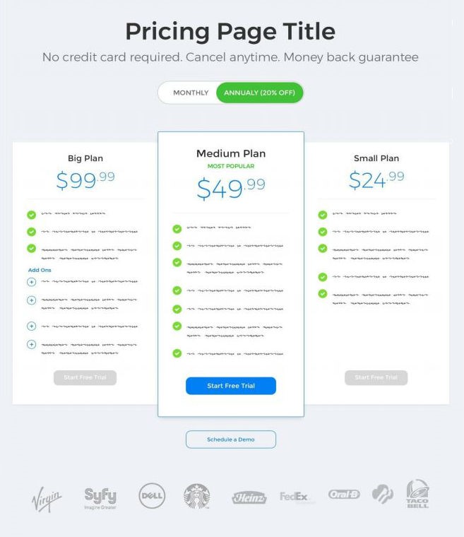 perfect pricing page