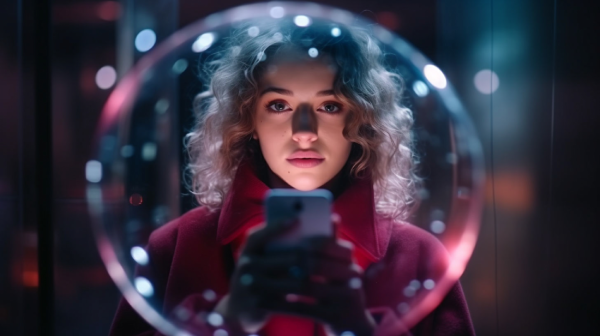 portrait-woman-with-clear-bubble-mobile-payment