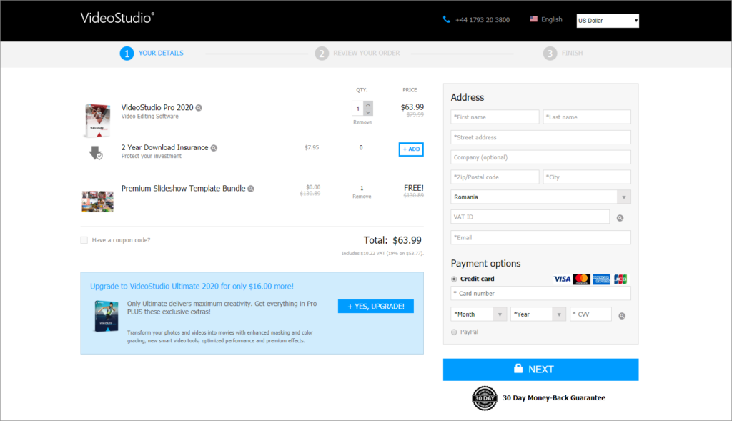 Upselling - Corel example