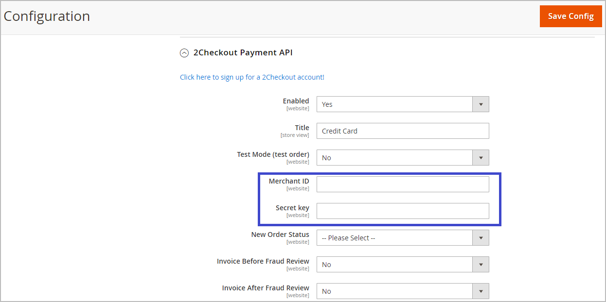 magento admin configration 2