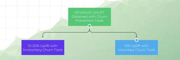Voluntary and involuntary churn prevention potential revenue uplift