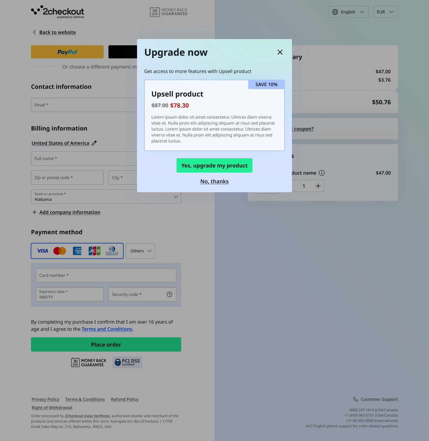up-sell-example-2checkout-cart